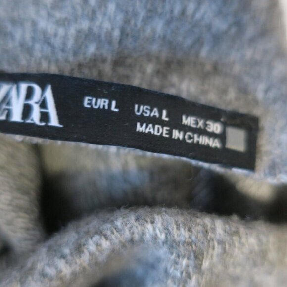 Zara Gray Sweater Dress Ruched Mid-Calf Sheath Dress Mock Neck Women's Large - Picture 7 of 8